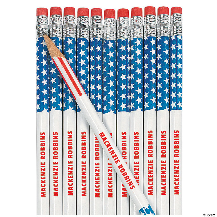 Personalized Stars & Stripes Pencils - 24 Pc. Image