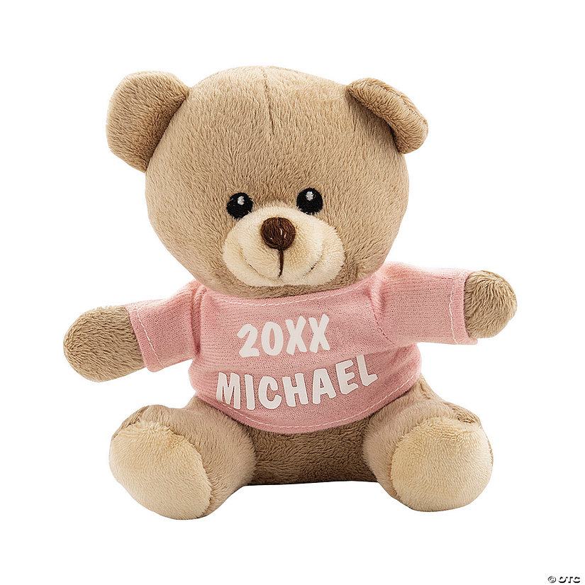 Personalized Stuffed Bear with T-Shirt - Pink Image Thumbnail
