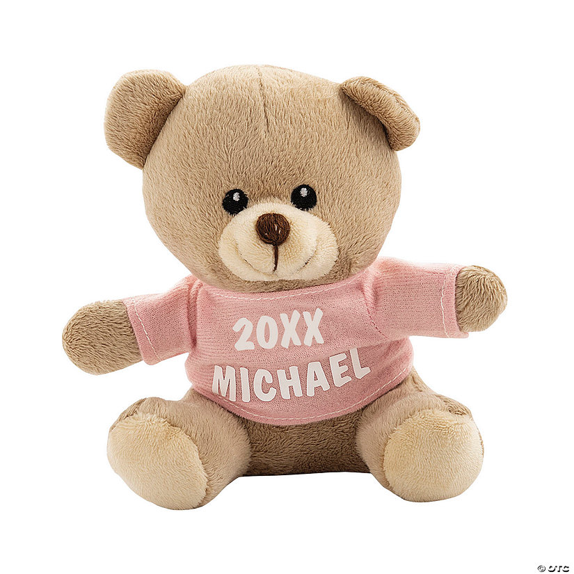 Personalized Stuffed Bear with T-Shirt - Pink Image