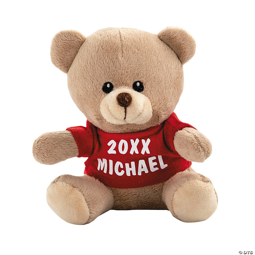 Personalized Stuffed Bear with T-Shirt - Red Image Thumbnail