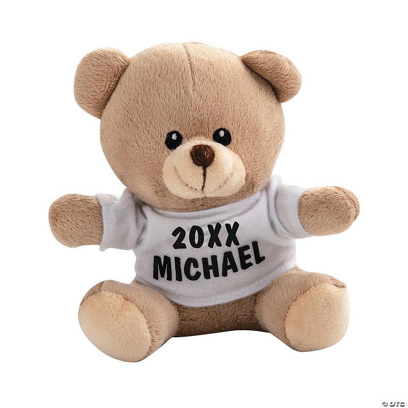 Personalized Stuffed Bear with T-Shirt - White Image