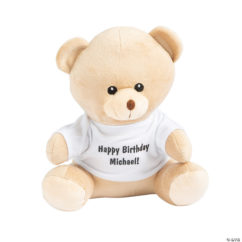 Personalized Stuffed Bear with White T-Shirt Image