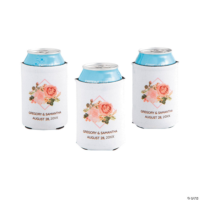 Personalized Sublimated Blush Floral Can Coolers - 12 Pc. Image Thumbnail