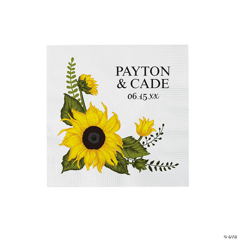 Personalized Sunflower Beverage Napkins &#8211; 50 Pc. Image