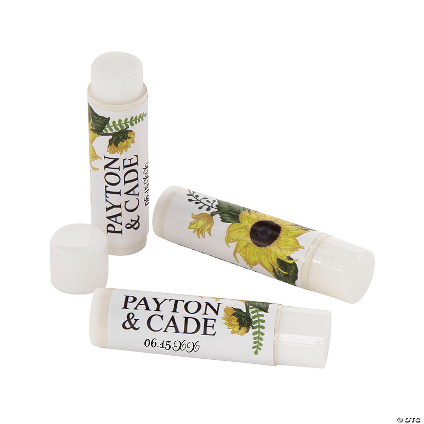 Personalized Sunflower Lip Balm Covers 12 Pc.