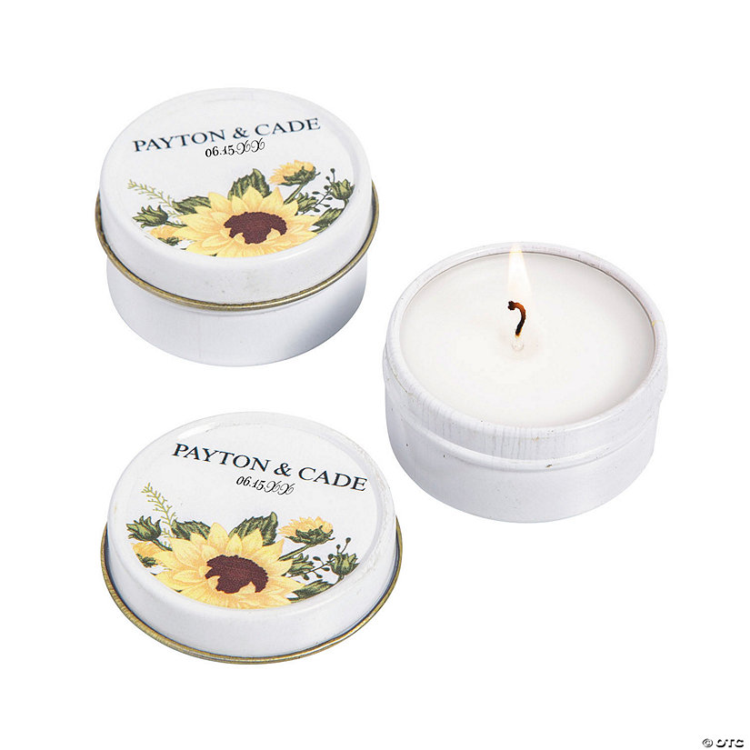 Personalized Sunflower Votive Candle Tins - 12 Pc. Image Thumbnail