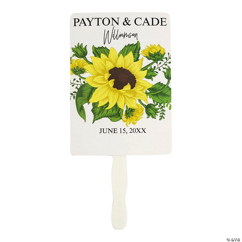 Personalized Sunflower Wedding Hand Fans - 12 Pc. Image Thumbnail