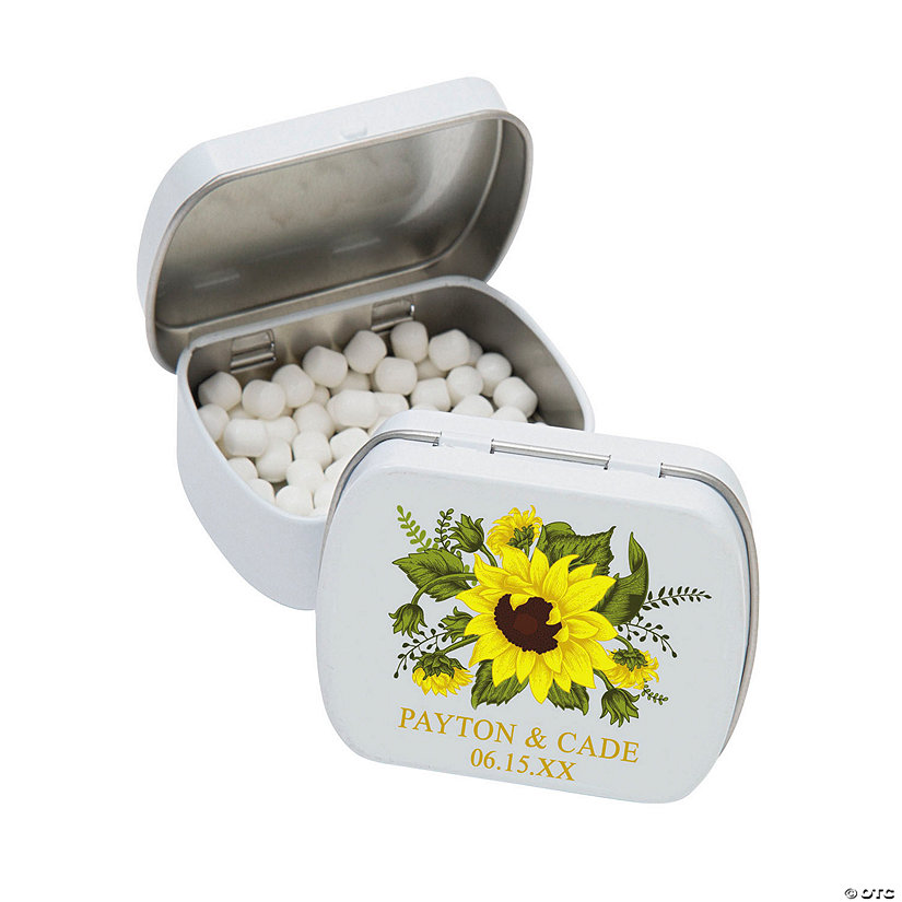 Personalized Sunflower Wedding Mint Tins - 24 Pc. Image Thumbnail