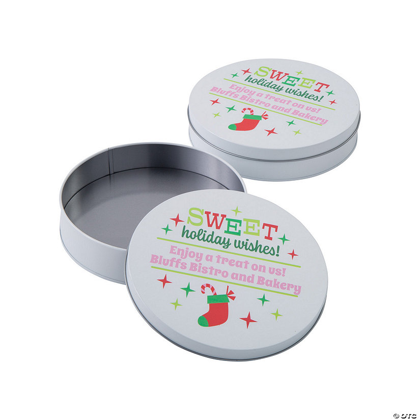 Personalized Sweet Holiday Wishes Christmas Tins - 12 Pc. Image Thumbnail