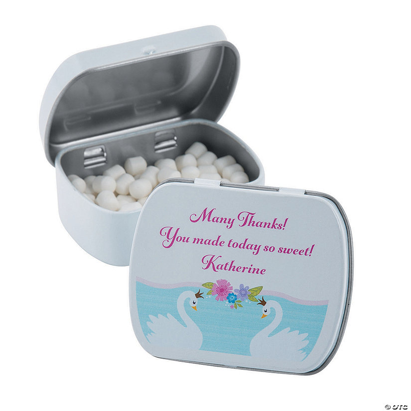 Personalized Sweet Swan Baby Shower Mint Tins - 24 Pc. Image