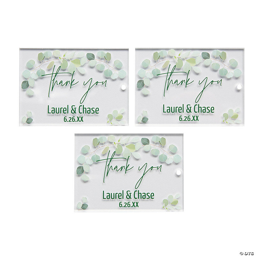Personalized Thank You Clear Acrylic Gift Tags with Eucalyptus Design - 12 Pc. Image Thumbnail