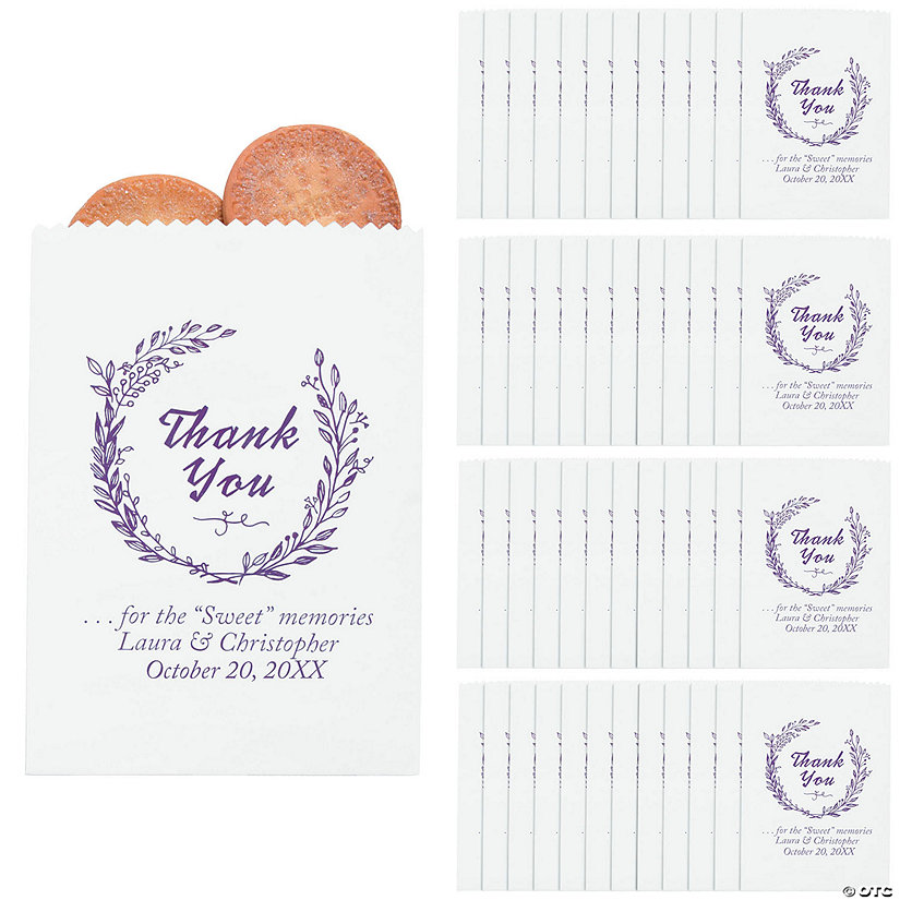 Personalized Thank You Laurel Leaf Treat Bags Image Thumbnail