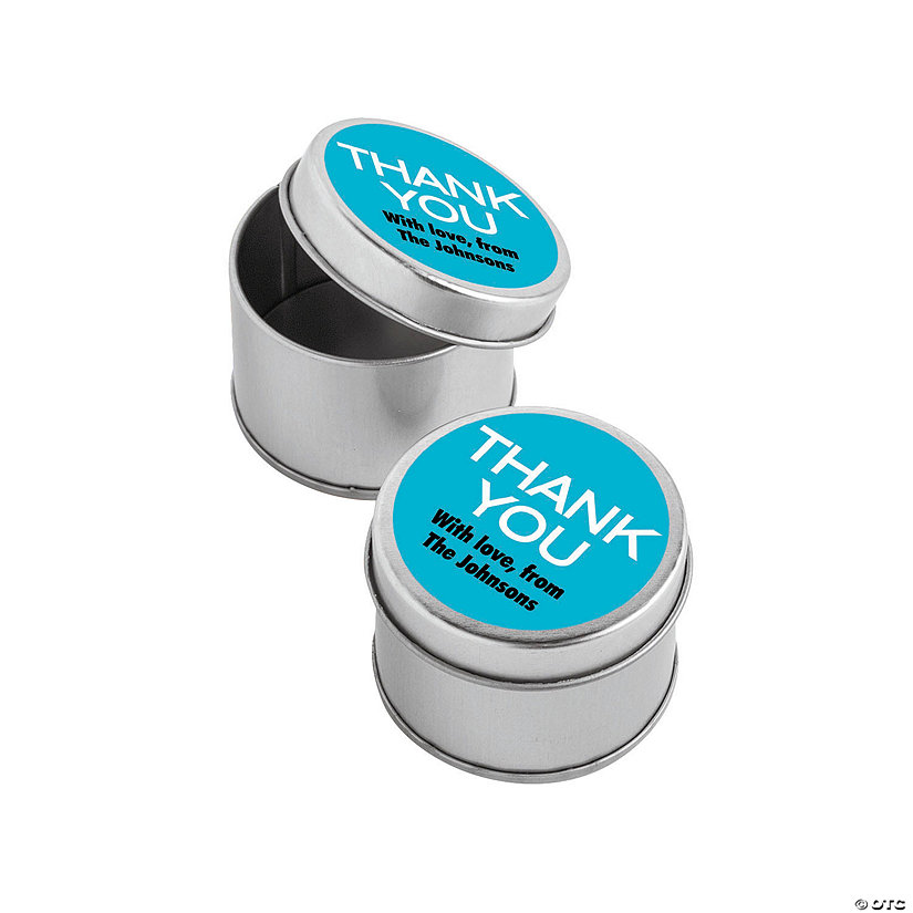 Personalized Thank You Round Favor Tins - 24 Pc. Image Thumbnail
