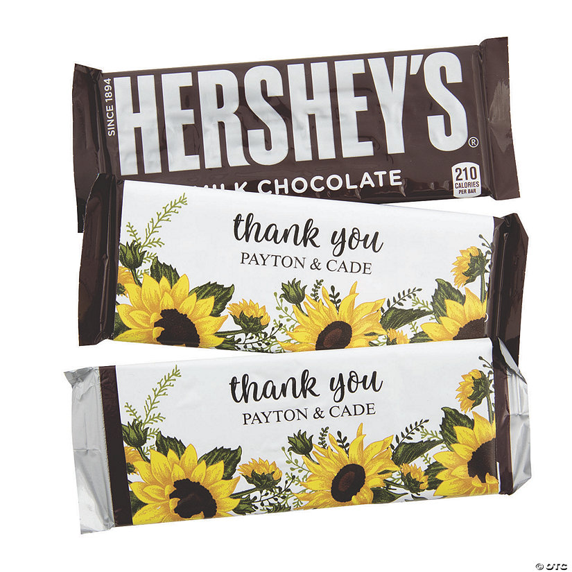 Personalized Thank You Sunflower Candy Bar Sticker Labels - 12 Pc. Image