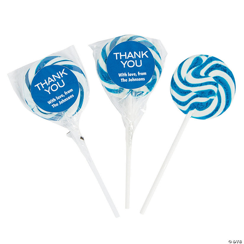 Personalized Thank You Swirl Lollipops - Blue Image