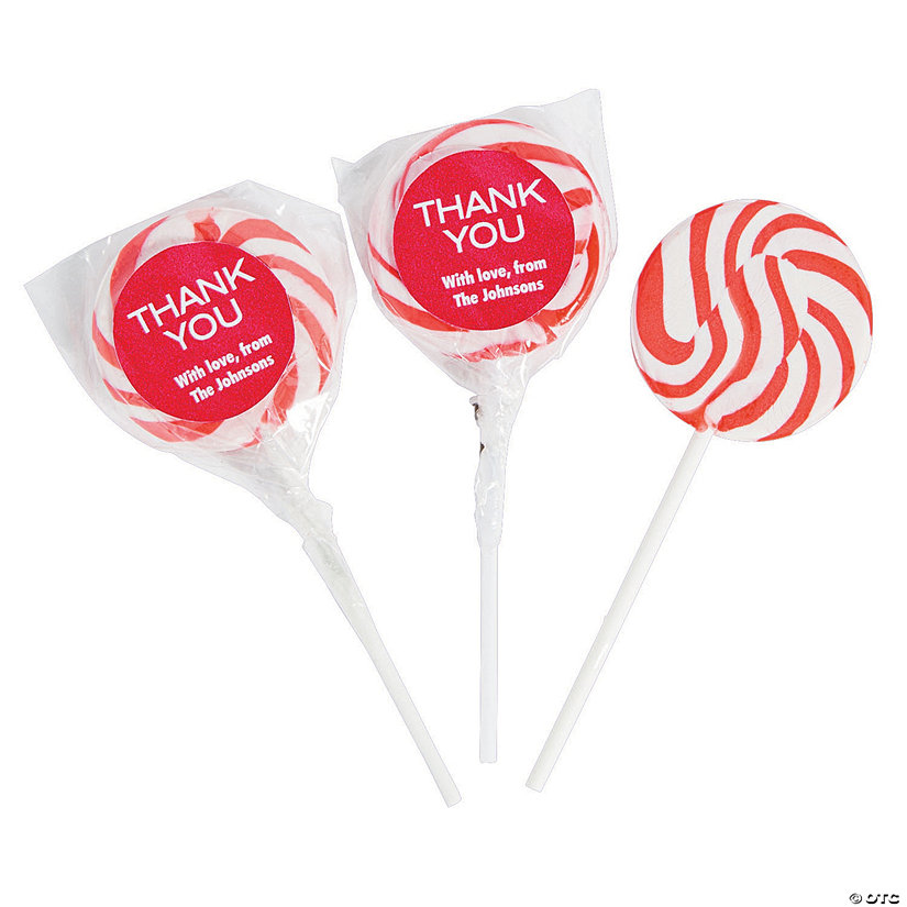Personalized Thank You Swirl Lollipops - Red Image