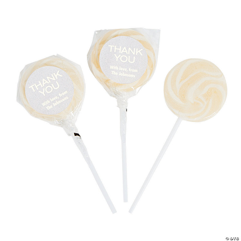 Personalized Thank You Swirl Lollipops - White Image
