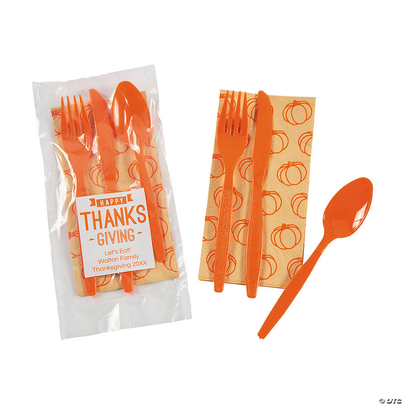 Personalized Thanksgiving Cutlery Sets – 50 Pc.