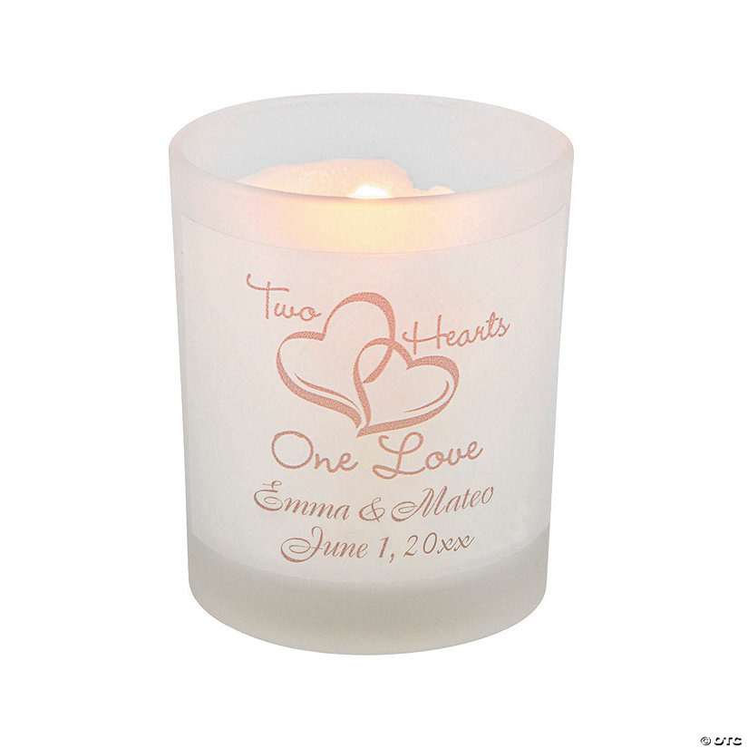 Personalized Two Hearts Gold Votive Candle Holders 12 Pc. Oriental
