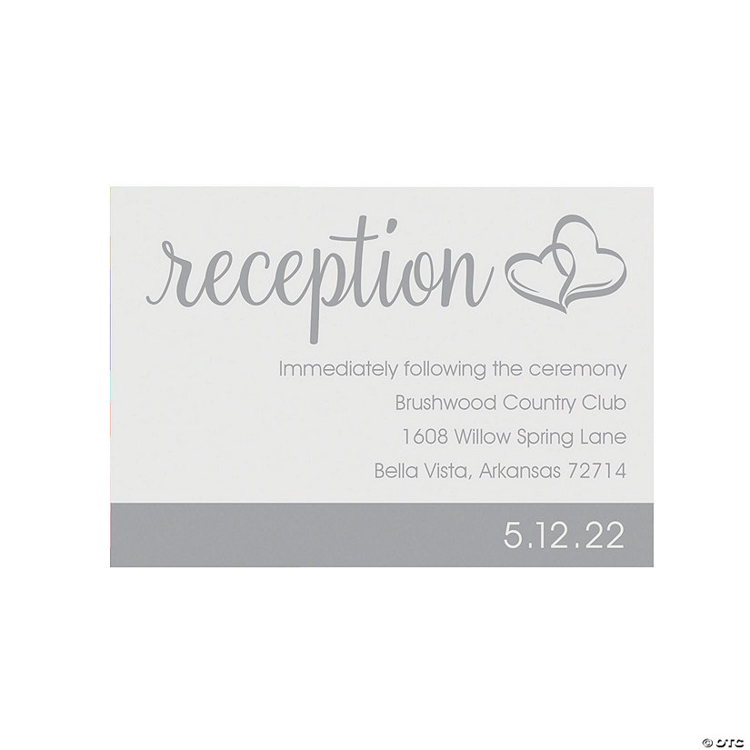 Personalized Two Hearts Reception Cards - 25 Pc. Image Thumbnail