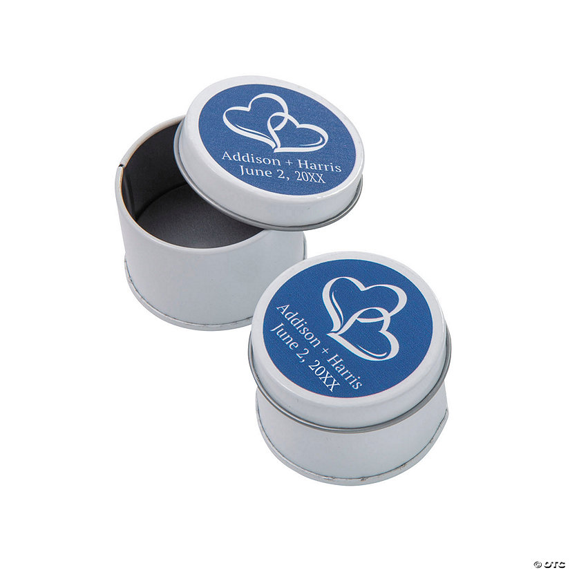 Personalized Two Hearts Round Favor Tins - 24 Pc. Image Thumbnail