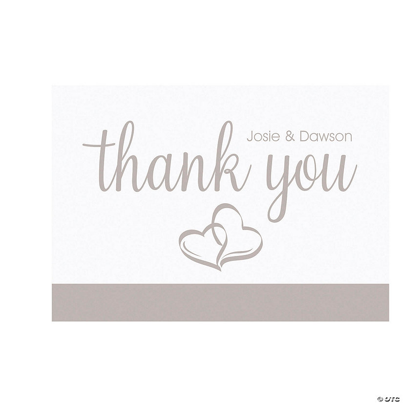 Personalized Two Hearts Thank You Cards - 25 Pc. Image Thumbnail