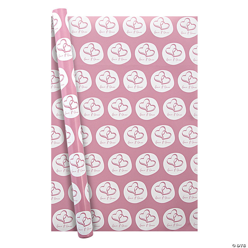 Personalized Two Hearts Wrapping Paper Image