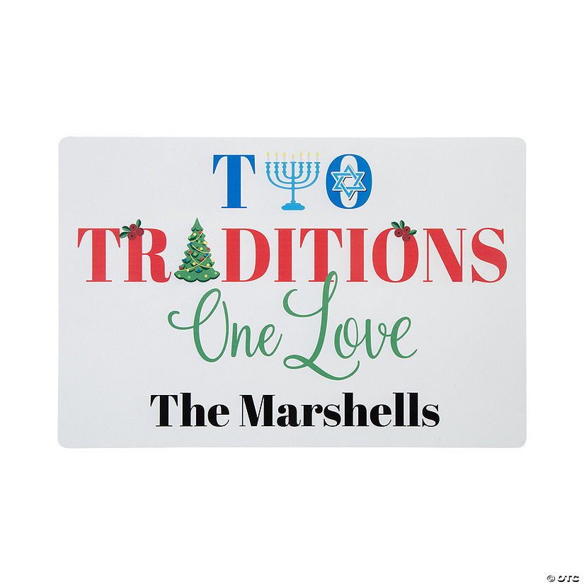 Personalized Two Traditions One Love Family Sign Image