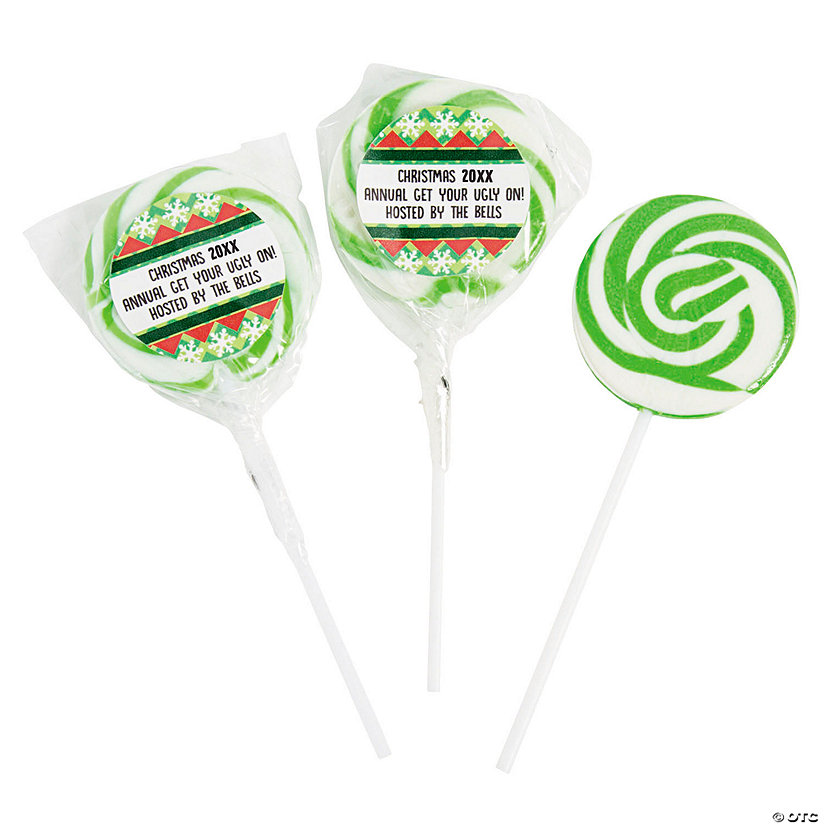 Personalized Ugly Sweater Swirl Lollipops - 24 Pc. Image Thumbnail
