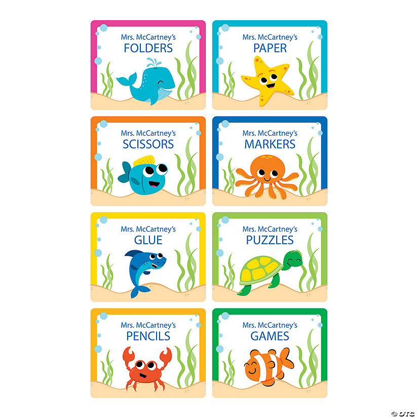 Personalized Under the Sea Classroom Storage Labels - 6 Pc. Image