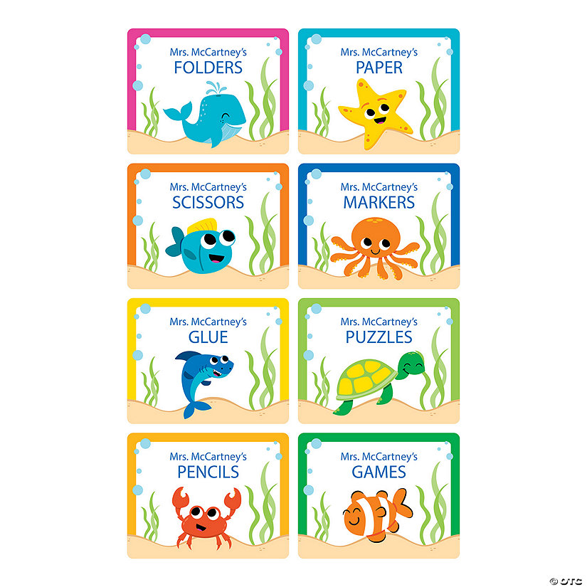 Personalized Under the Sea Classroom Storage Labels 6 Pc. Discontinued