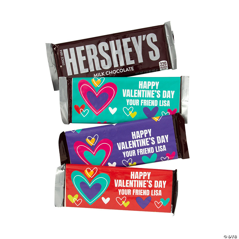 Personalized Valentine&#8217;s Day Candy Bar Sticker Labels - 12 Pc. Image Thumbnail