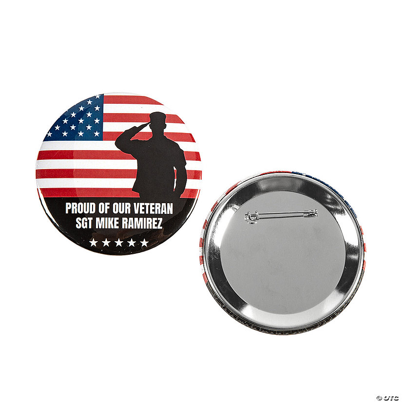 Personalized Veteran Buttons - 12 Pc. Image Thumbnail