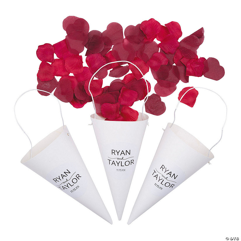 Personalized Wedding Couple Names Confetti Cones - 24 Pc. Image