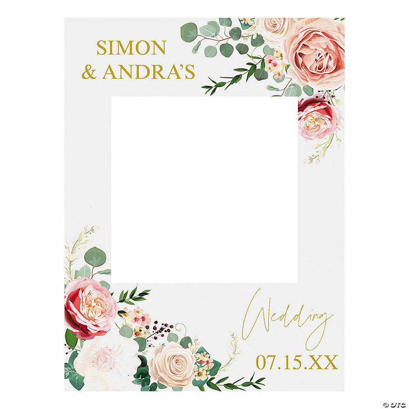 Personalized Wedding Floral Photo Booth Frame Image Thumbnail