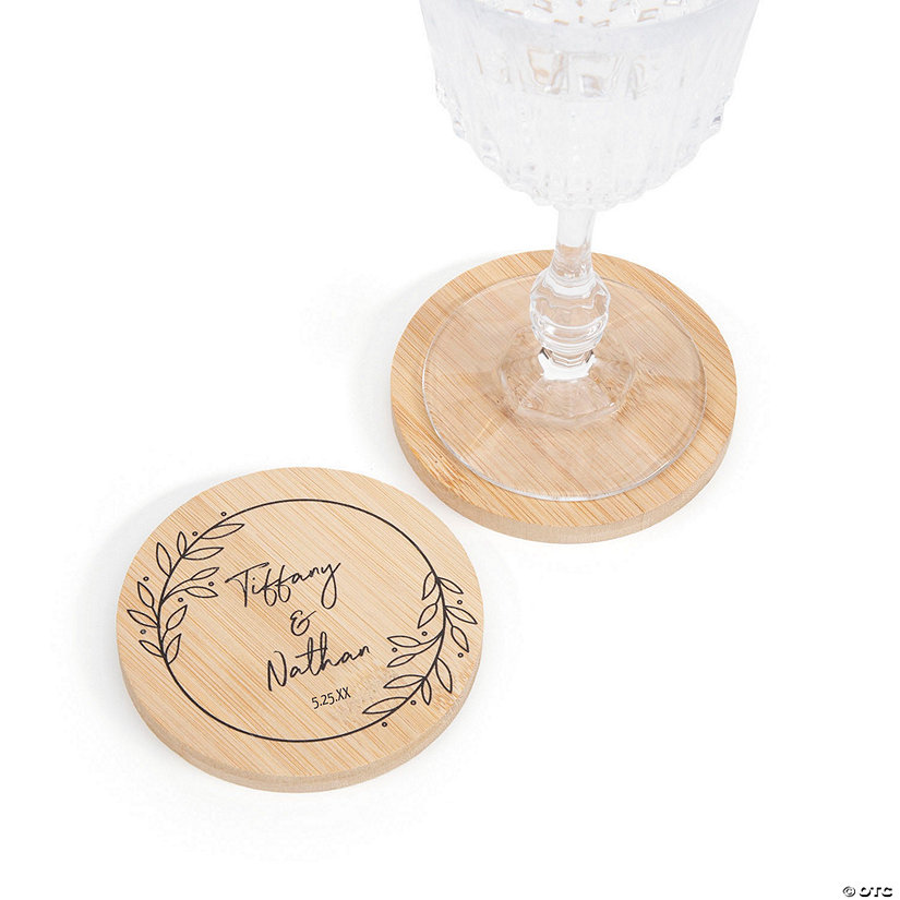 Personalized Wedding Names Wooden Coasters - 12 Pc. Image