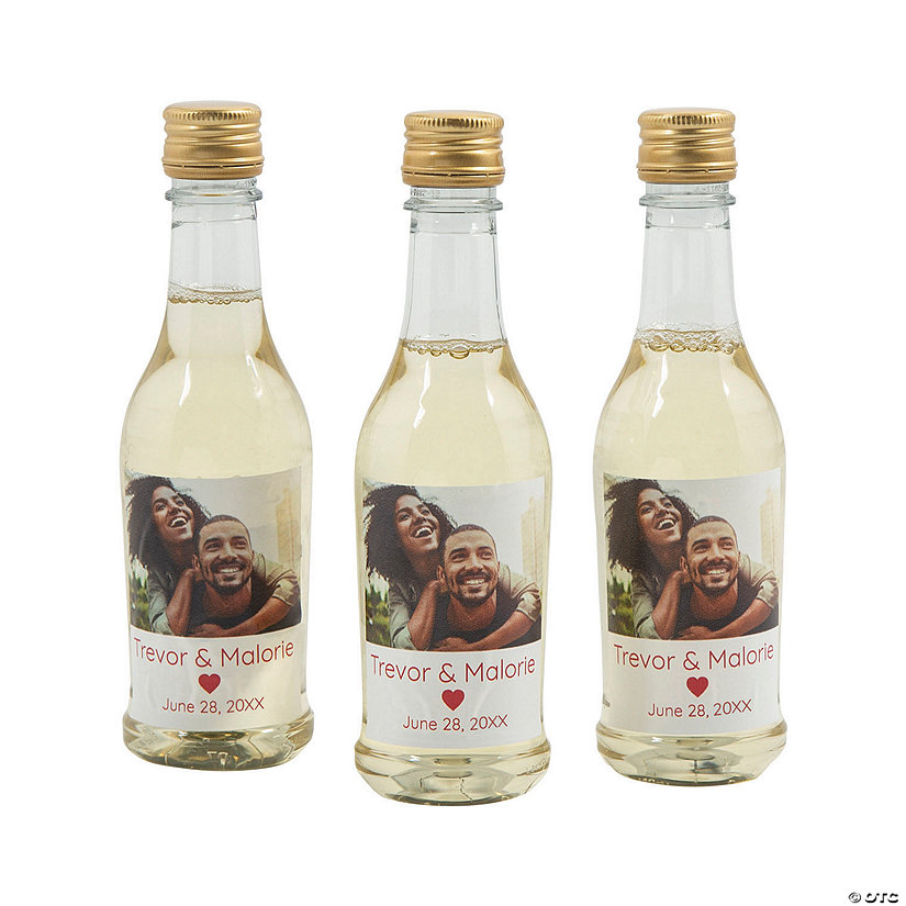 Personalized Wedding Photo Mini Wine Bottle Labels - 25 Pc. Image