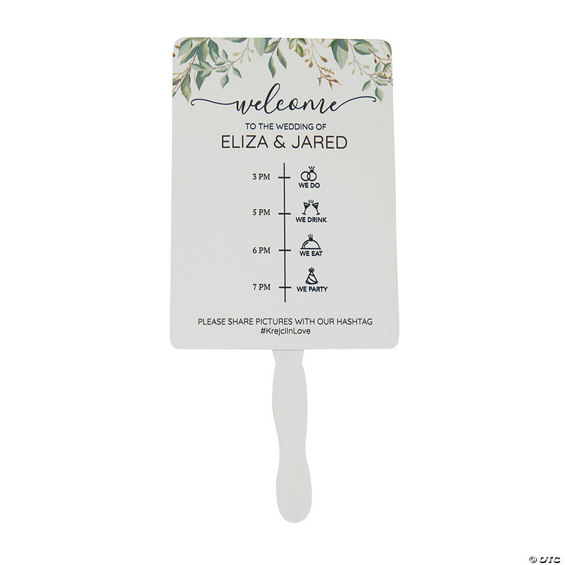 Personalized Wedding Timeline Hand Fans - 12 Pc. Image Thumbnail