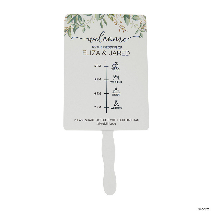 Personalized Wedding Timeline Hand Fans - 12 Pc. Image