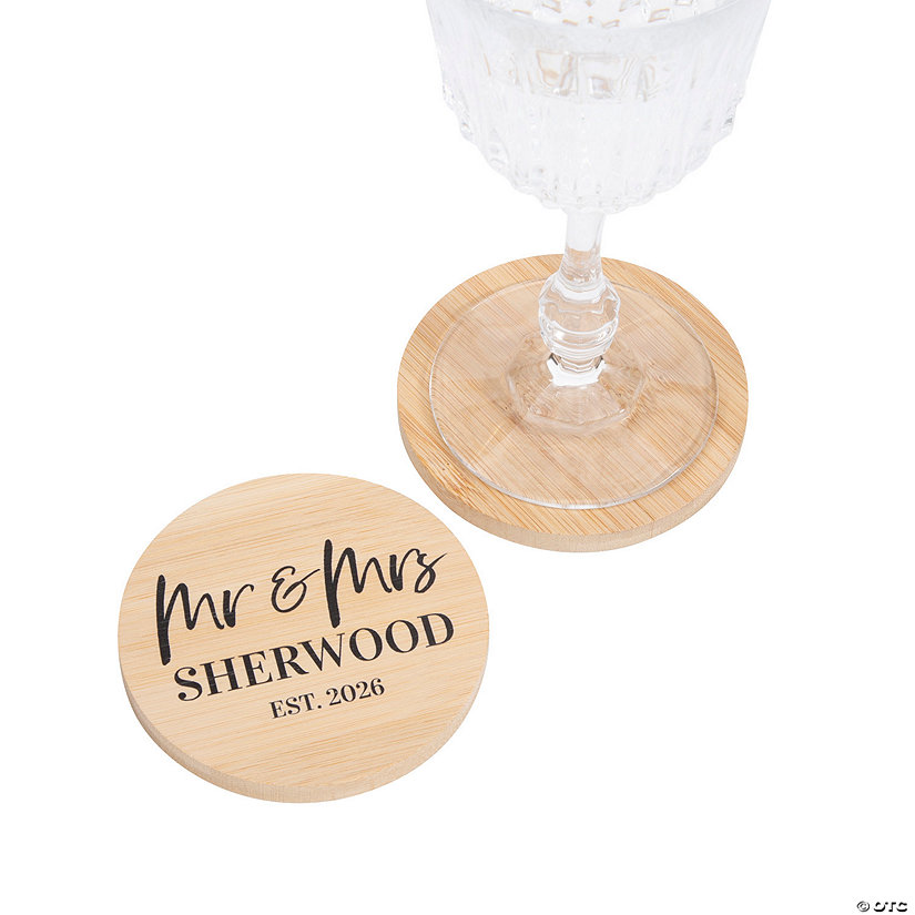 Personalized Wedding Wooden Coasters - 12 Pc. Image Thumbnail