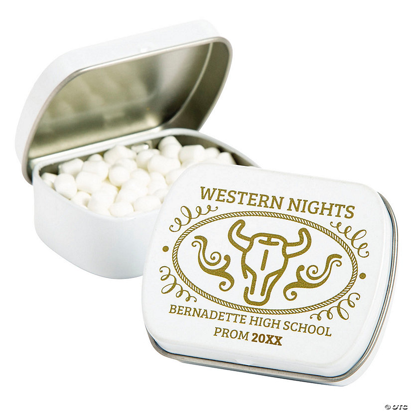 Personalized Western Belt Buckle Mint Tins - 24 Pc. Image
