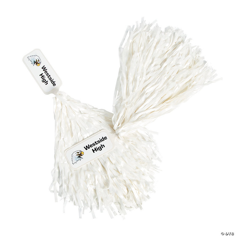 Personalized White Cheer Pom-Poms - 24 Pc. Image
