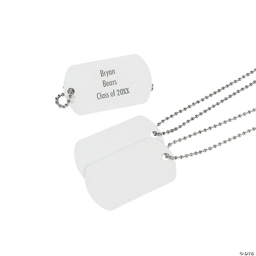 Personalized White Dog Tag Necklaces Oriental Trading
