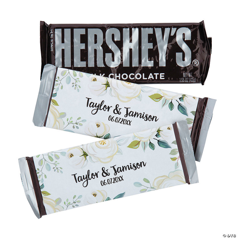 Personalized White Floral Candy Bar Labels - 12 Pc. Image Thumbnail