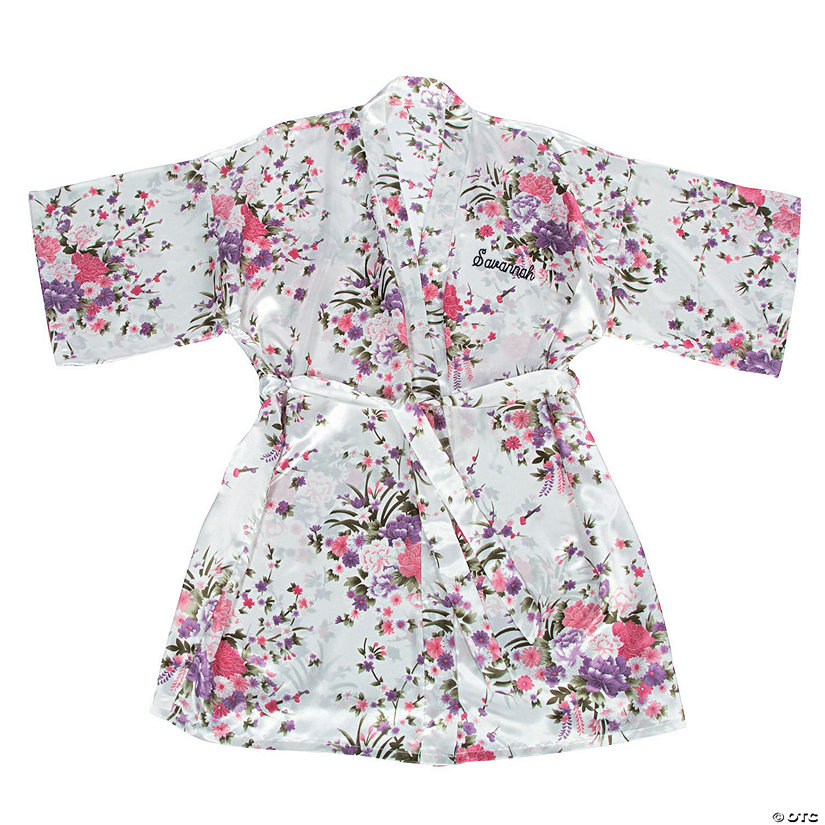 Personalized White Floral Robe Image Thumbnail