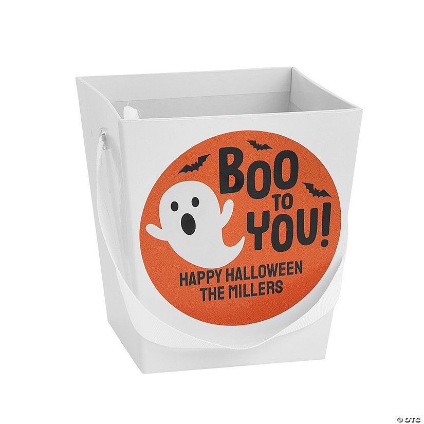 Personalized White Halloween Buckets - 12 Pc. Image