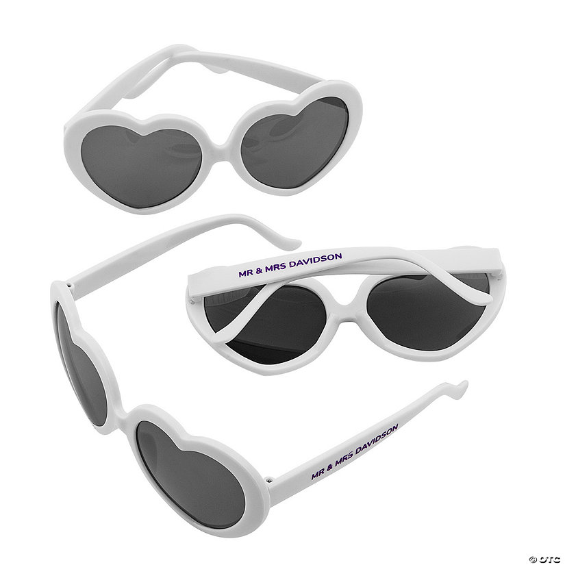 Personalized White Heart-Shaped Sunglasses &#8211; 48 Pc. Image Thumbnail