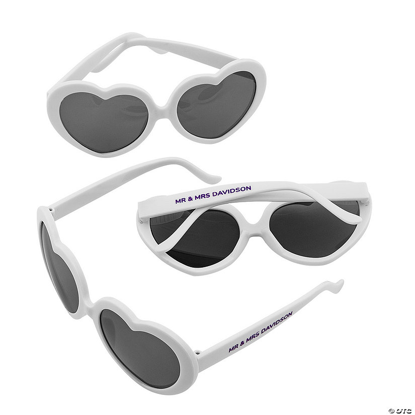 Personalized White Heart-Shaped Sunglasses &amp;#8211; 48 Pc. Image