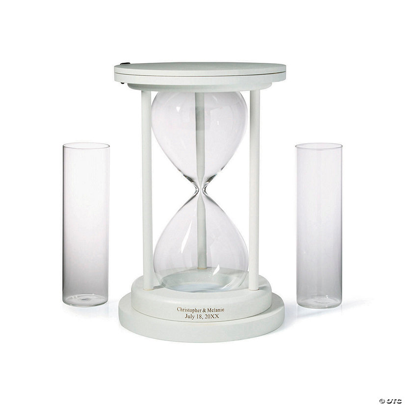 Personalized White Hourglass Unity Sand Ceremony Set - 3 Pc. Image Thumbnail