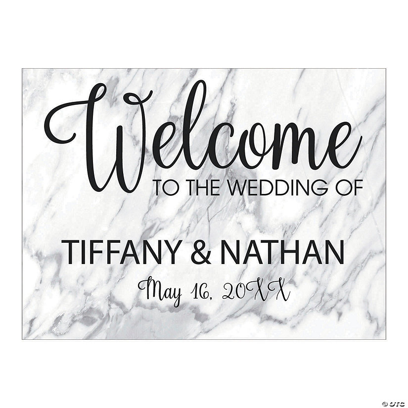 Personalized White Marble Welcome Sign Image